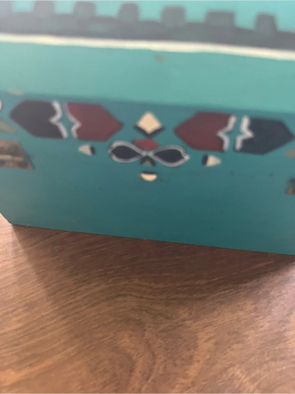 Turquoise Aztec-Pattern Recipe  Box - Artisan Style